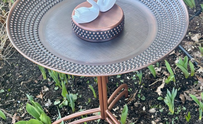 copper bird bath